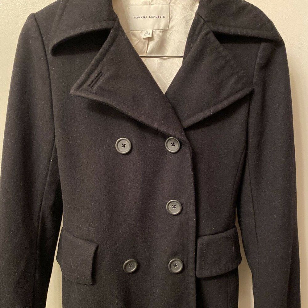 Banana Republic Peacoat Jacket Black Wool Sz small
